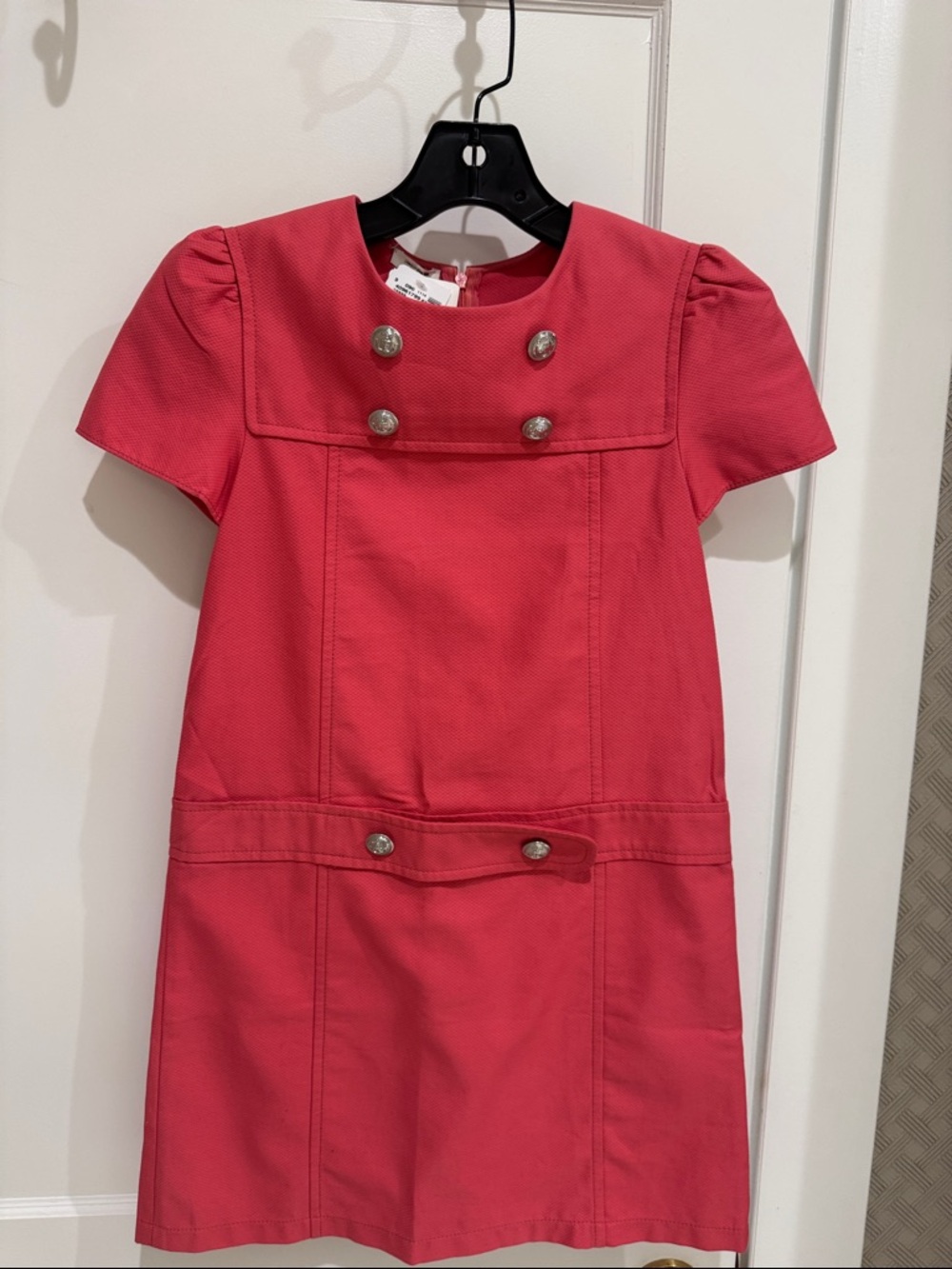 Gucci Coral Pink Double-Button Short Sleeve Dress size 10 new with tags